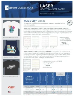Neenah ImageClip Koncert Ts - Transfer paper for Laser Printer / Dark Colored Garments Sheets 8.5