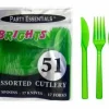 Neon Green Cutlery – 51 Pieces/Pack
