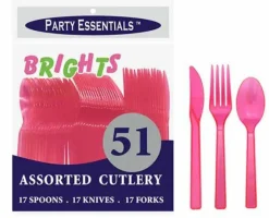 Neon Pink Cutlery – 51 Pieces/Pack