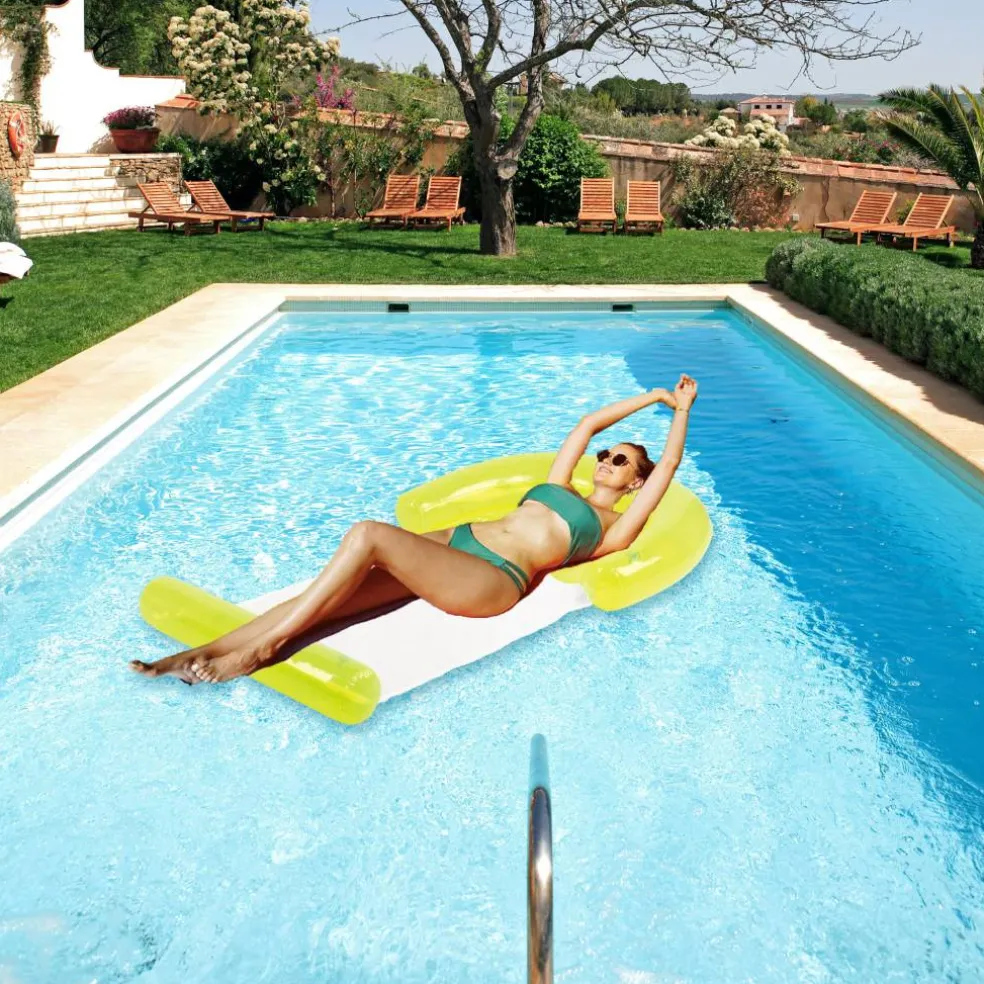 54.75" Neon Yellow Inflatable Water Hammock Swimming Pool Lounger