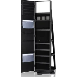 NEX™ Black 360 Degree Rotatable Jewelry Armoire with Free-Standing Mirror