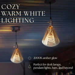 Next Glow Edison LED Bulb – Vintage Diamond, Warm White, Dimmable E26 Decorative