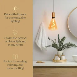Next Glow Edison LED Bulb – Vintage Diamond, Warm White, Dimmable E26 Decorative