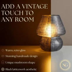 Next Glow Mushroom Lamp - Retro Funky Aesthetic LED Table Lamp, Dimmable E26 Socket Bulb
