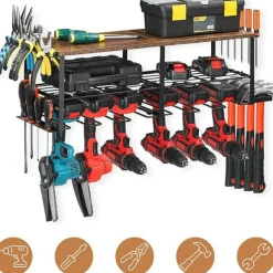 NEX™ 29" Wood Grain Power Tool Organizer Wall Shelf