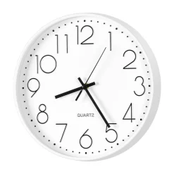 Non-Ticking Silent Wall Clock, 11.5 Inch White Quartz Wall Clock with Large Clear Numbers for Home Decor