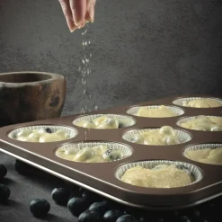 Non Toxic Nonstick 12 Cup Muffin Pan | PFOA BPA free Nontoxic Cupcake Tin | Best Non Stick Muffin Pans | Muffin tins | Cupcakes Tray | Carbon Steel Bakeware Mold Trays