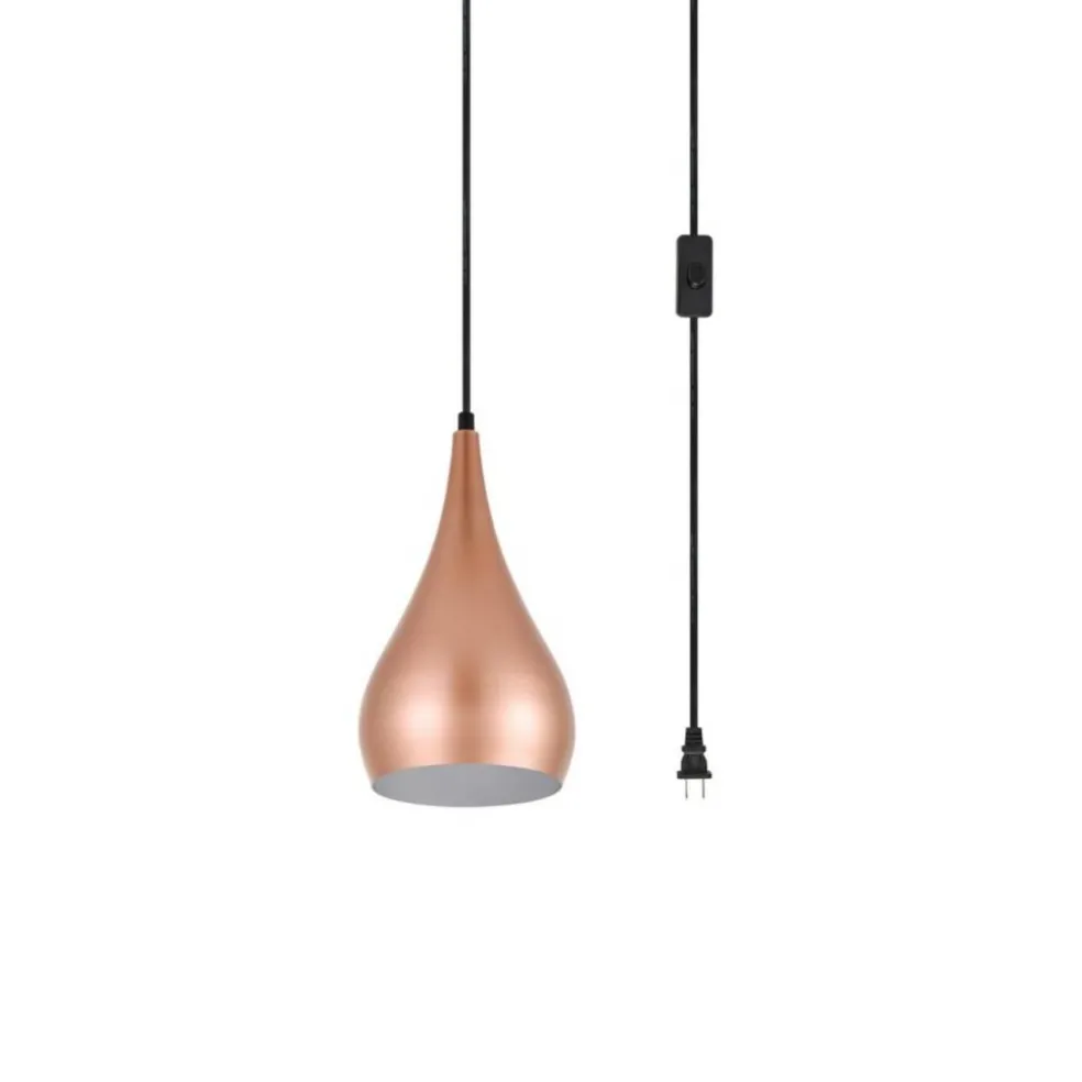 Nora 1 Light honey gold plug-in pendant