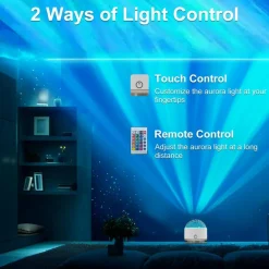 Northern Light Projector, Battery Operated Aurora Night Light, 16 Colors Galaxy Lamp Ocean Wave Ceiling Projector Mood Ambient Lighting for Bedroom Party Adults Kids Room Toddler Girl Gift