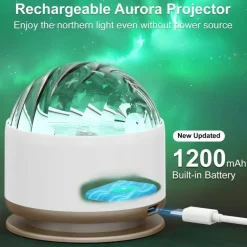 Northern Light Projector, Battery Operated Aurora Night Light, 16 Colors Galaxy Lamp Ocean Wave Ceiling Projector Mood Ambient Lighting for Bedroom Party Adults Kids Room Toddler Girl Gift