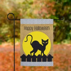 Northlight Black Cat "Happy Halloween" Outdoor Garden Flag - 18" x 12.5"