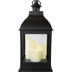 Northlight 20" Black Lantern with 3 Flameless LED Candles