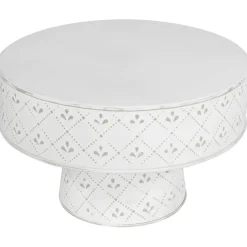 Northlight Embossed Round Iron Cake Stand - 11.75" - White