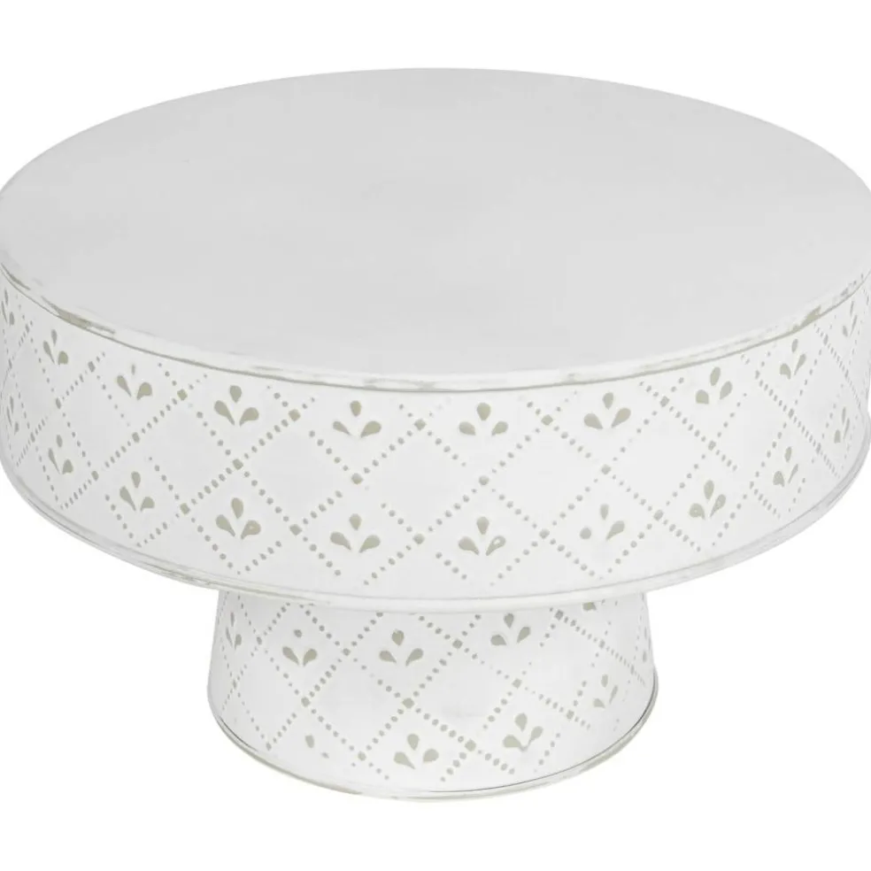 Northlight Embossed Round Iron Cake Stand - 11.75" - White
