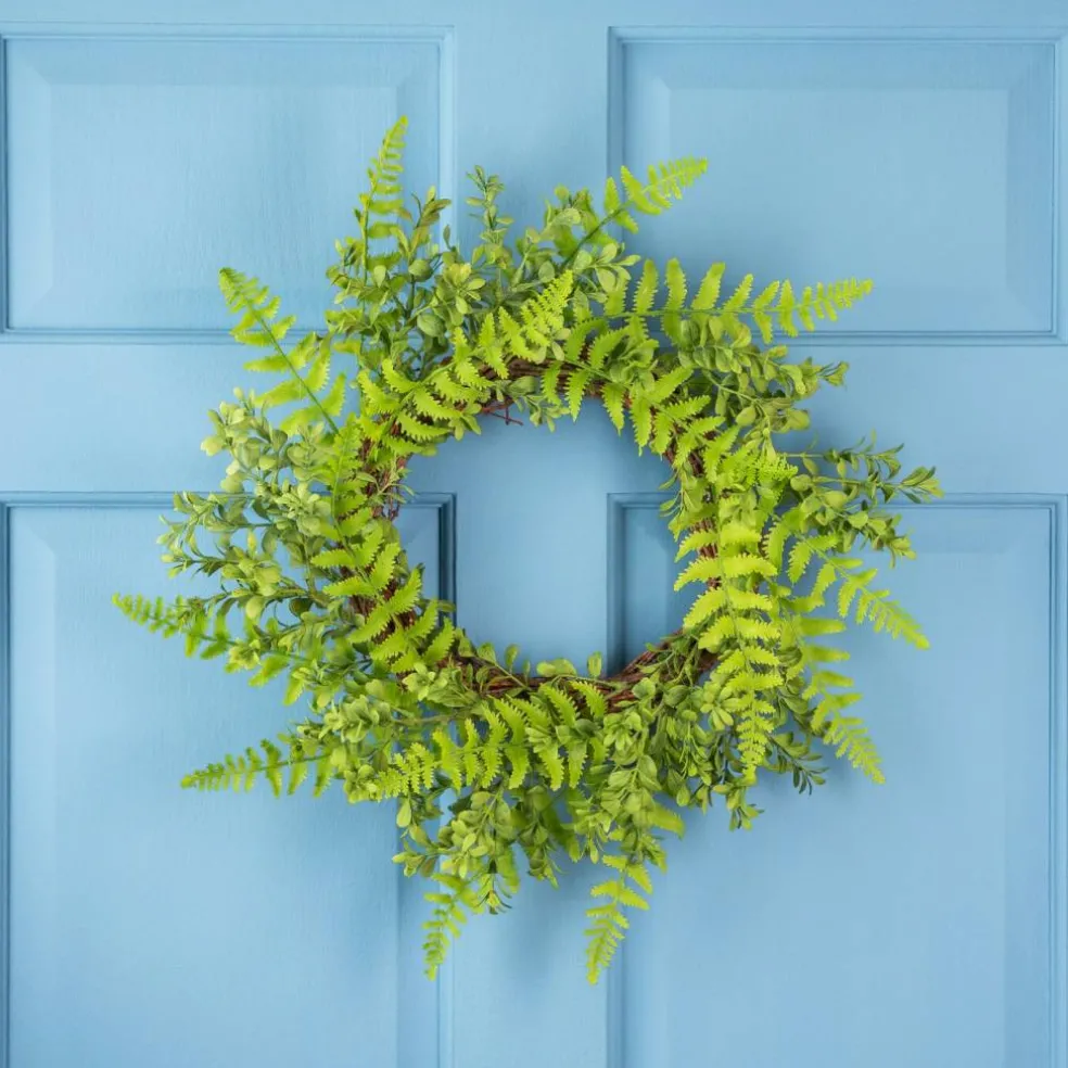Northlight Fern Leaf Artificial Springtime Wreath - Green - 18"
