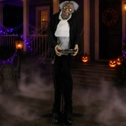 Northlight LED Lighted Animated Butler with Sound Halloween Decoration - 5.5' - Clear Lights
