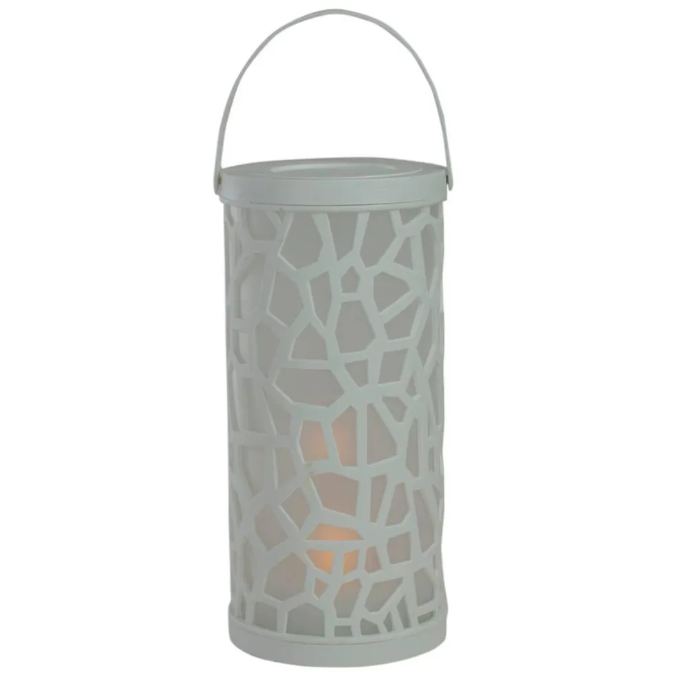 Northlight LED Lighted Mosaic Flickering Lantern with Handle - 9" - White