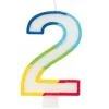 Number 2 Birthday Candle with Rainbow Border – 1 Candle