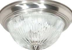 Nuvo 2-Light 11" Flush Mount Fixture w/ Clear Ribbed Glass in Brushed Nickel