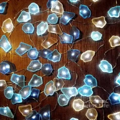 Ocean Decor String Lights, Sea Glass Festive Beach Themed 10 ft 40 LEDs Battery&USB Cord Operated Decorative Lights with Remote Timer for Tent Wedding Nursery Bedroom Party Ornament