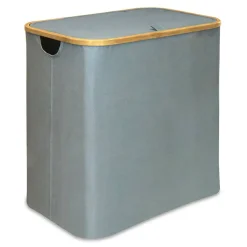 Oceanstar Double Soft Sided Laundry Hamper Sorter With Bamboo Rim Lid