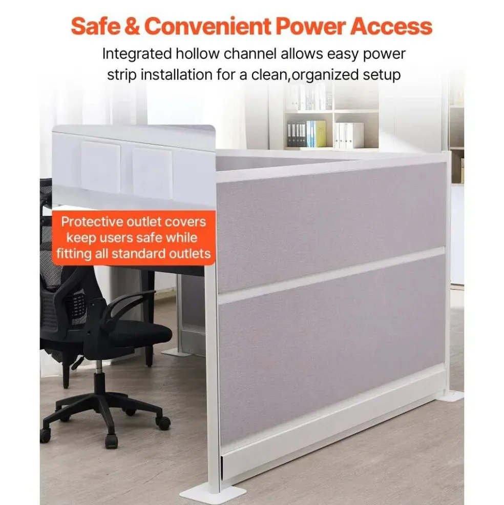 Office Divider Privacy Panels 2 Pack 72 by 48 PET Cubicle Partition with Outlet Covers