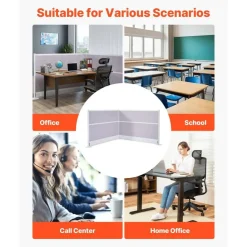 Office Divider Privacy Panels 2 Pack 72 by 48 PET Cubicle Partition with Outlet Covers