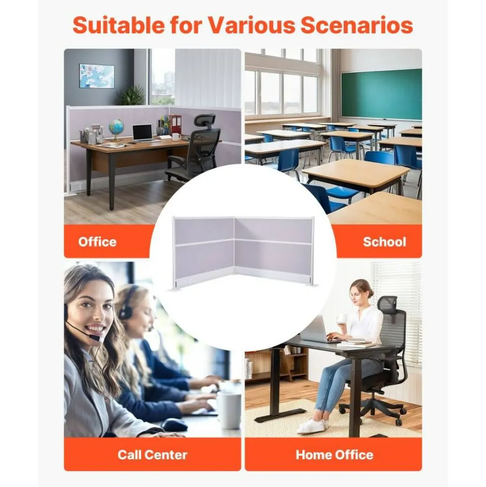 Office Divider Privacy Panels 2 Pack 72 by 48 PET Cubicle Partition with Outlet Covers