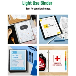 Office Essentials Economy View 3 Ring Binders, 2" Round Rings, 2.8" Spine, 375-Sheet Capacity, White Binders (4-Pack of 03146)