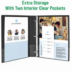 Office Essentials Economy View 3 Ring Binders, 1" Round Rings, 1.4" Spine, 175-Sheet Capacity, White Binders (12-Pack of 03424)