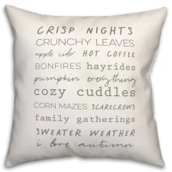 Off-White Autumn Words Throw Pillow