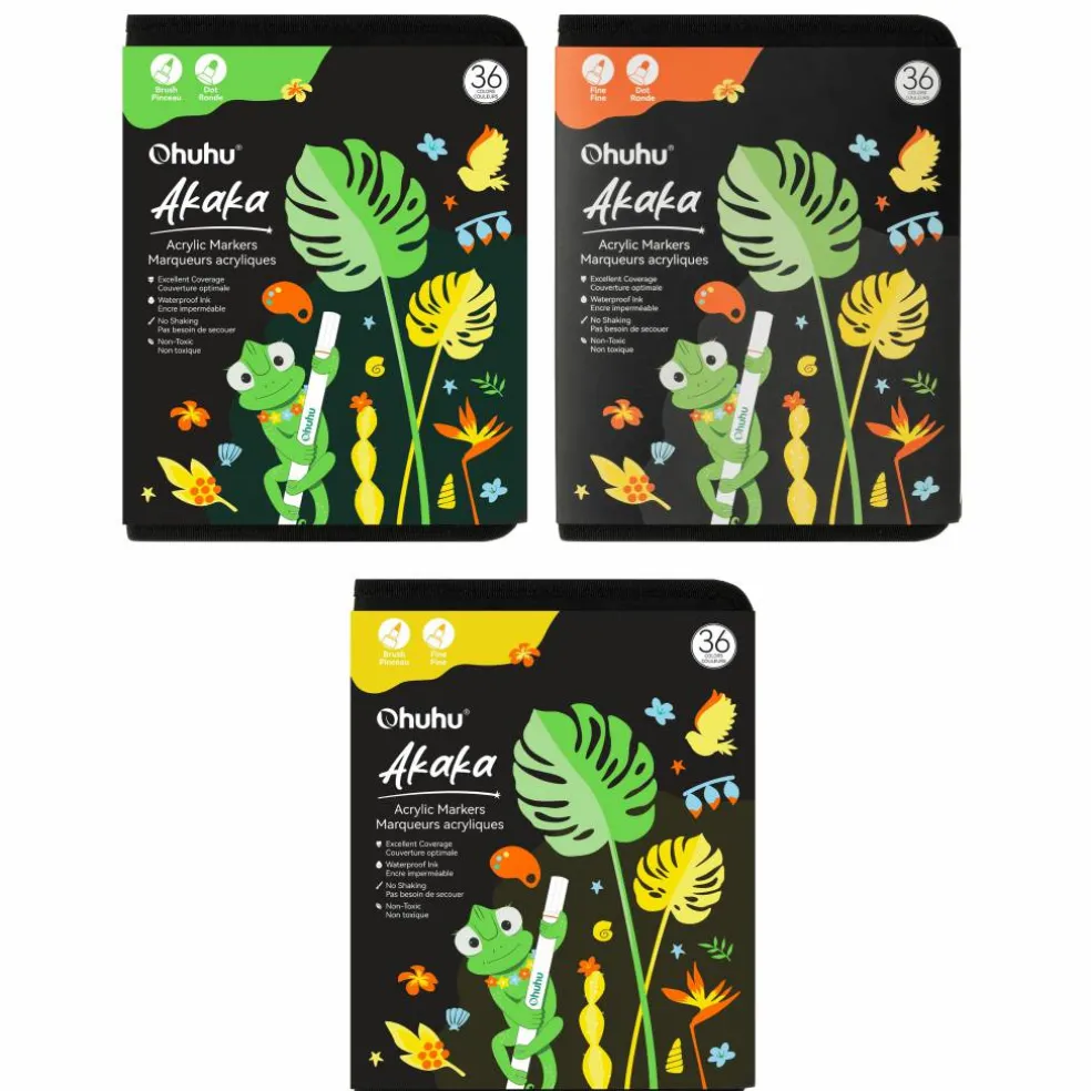 Ohuhu® Akaka 36 Color Dot & Fine Dual Tip Acrylic Paint Markers