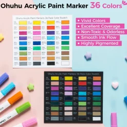 Ohuhu® Akaka 36 Color Dot & Fine Dual Tip Acrylic Paint Markers