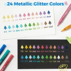 Ohuhu® 24 Color 0.7mm Fine Tip Glitter Markers