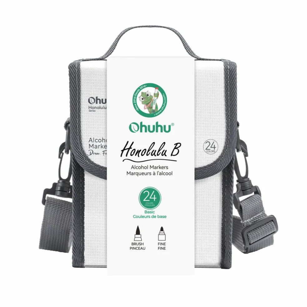 Ohuhu® Honolulu B Brush & Fine Dual Tip 24 Color Basic Marker Set