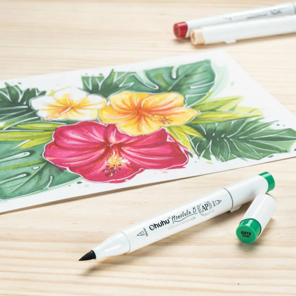 Ohuhu® Honolulu B Brush & Fine Dual Tip Marker
