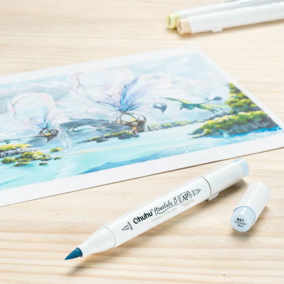Ohuhu® Honolulu B Brush & Fine Dual Tip Marker