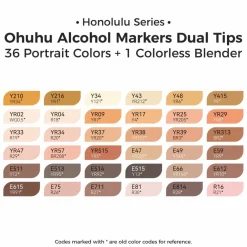 Ohuhu® Honolulu 36 Color Portrait Alcohol Markers