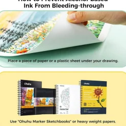 Ohuhu Markers, 48-color Double Tipped Alcohol Markers, Chisel & Fine Alcohol-based Art Marker Set for Adults Coloring Illustration, Great Value Pack for Students' Art Class, Better Designed Grip