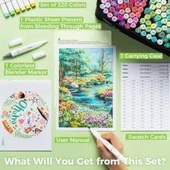 Ohuhu Refillable 320 Colors Alcohol Markers Brush Tip- Double Tipped Alcohol-based Art Sketch Marker Set for Artist Adults Coloring Illustration - Honolulu B of Ohuhu Markers -Brush & Fine Dual Tips