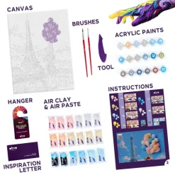 OKTO | Air Dry Clay Paint by Numbers & Modeling Kit for Adults | Elegant CAT Flower Crown | 11.8x15.7 in