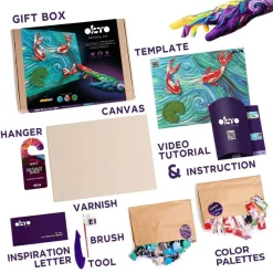 OKTO | Air Dry Clay Paint by Numbers & Modeling Kit for Adults | Koi Carps” | 11.8x15.7 in