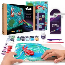 OKTO | Air Dry Clay Paint by Numbers & Modeling Kit for Adults | Koi Carps” | 11.8x15.7 in