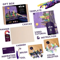 OKTO | DIY 3D Creative Air Dry Clay | 3D Painting natural canvas set | #Skyline New York | 11.8x15.7 inch