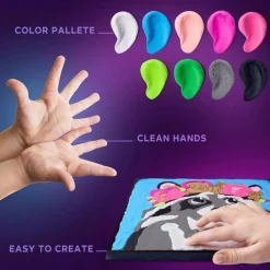OKTO | DIY 3D Creative Air Dry Clay Kit | Kids Painting by Numbers Coloring Set | RACCOON | Frame 11.8x11.8 in