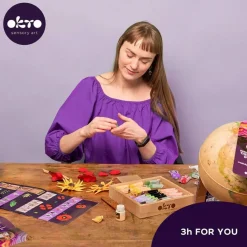OKTO | DIY 3D Creative Air Dry Clay Modeling Kit | Flowers FREEDOM | Wooden Frame 8.3x8.3 inch