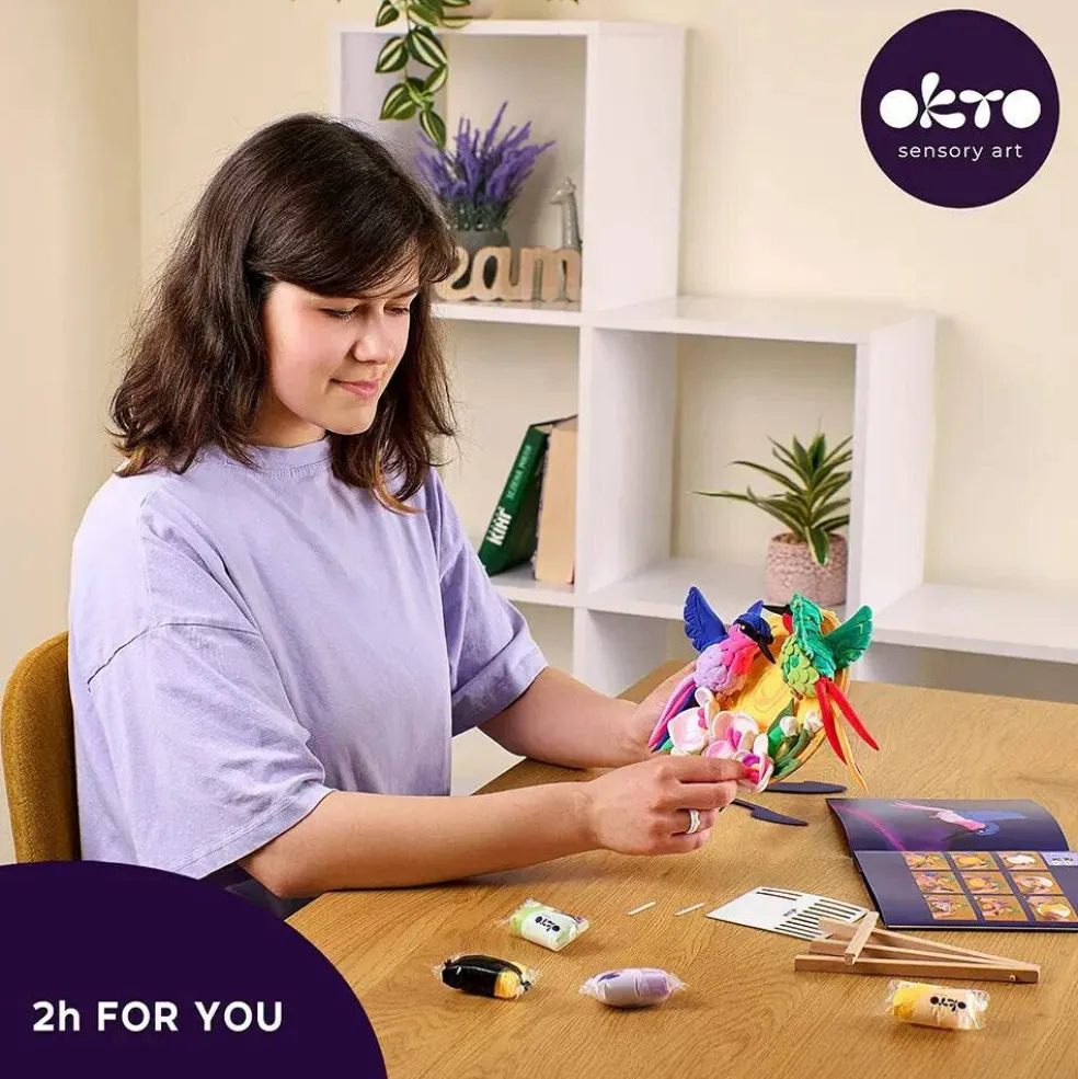 OKTO DIY 3D Creative Air Dry Clay Set Nature Hummingbirds