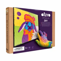 OKTO | DIY 3D Creative Air Dry Clay Kit | Kids Painting by Numbers Coloring Set | BUNNY | Frame 11.8x11.8 in