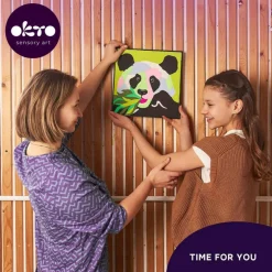 OKTO | DIY 3D Creative Air Dry Clay Kit | Kids Painting by Numbers Coloring Set | PANDA | Frame 11.8x11.8 in