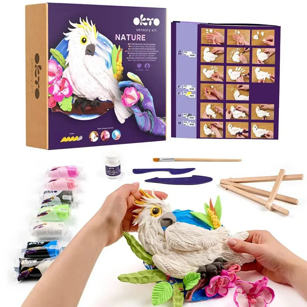 OKTO DIY 3D Creative Air Dry Clay Set Nature "Nature" Сockatoo